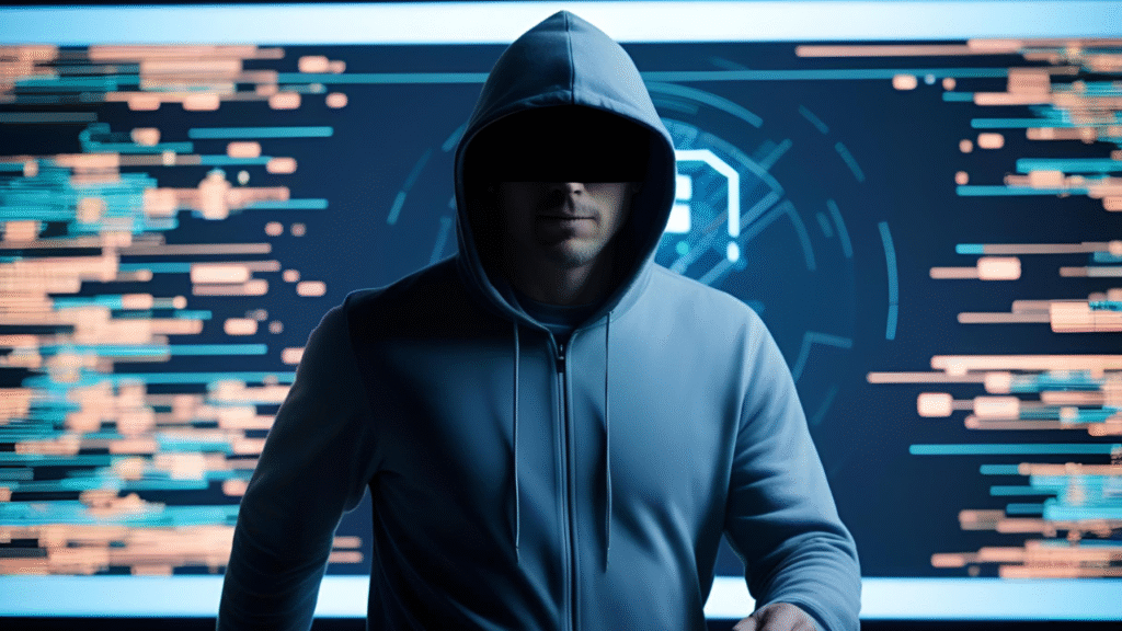 Zero, The Recall leader standing before a glitch screen discussing The Whisper Corridors.