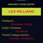 Lex Williams Codex Card Entry